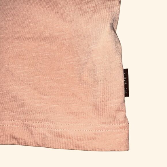 Ted Baker Mens Cotton Polo Shirt 6 XL Orange Peach Short Sleeve - Picture 6 of 9